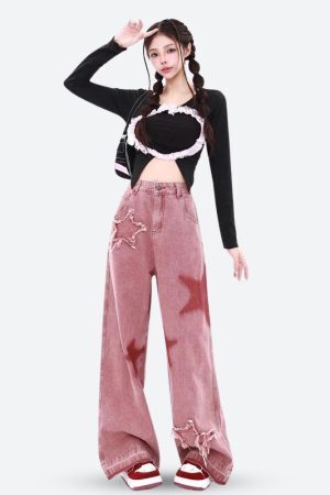 Style Core Aesthetics, New Style Trends - Y2K Star Denim Jeans