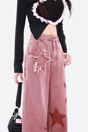 Style Core Aesthetics, New Style Trends - Y2K Star Denim Jeans