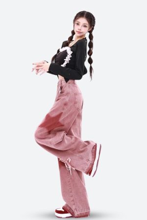 Style Core Aesthetics, New Style Trends - Y2K Star Denim Jeans