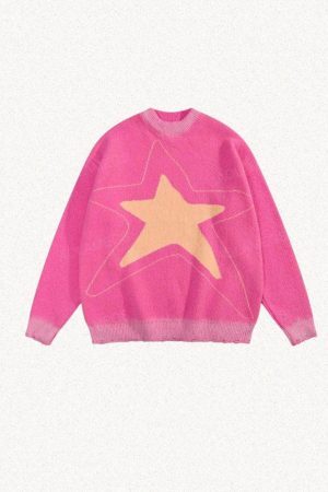 Style Core Aesthetics, New Style Trends - Y2K Star Distressed Sweater
