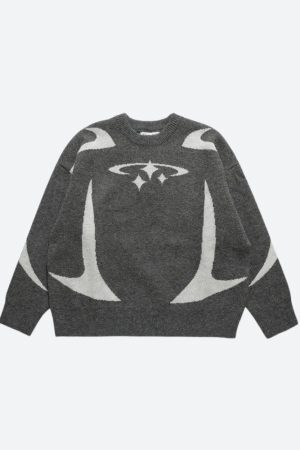 Style Core Aesthetics, New Style Trends - Y2K Star Futuristic Knitted Sweater