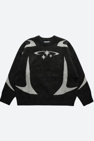 Style Core Aesthetics, New Style Trends - Y2K Star Futuristic Knitted Sweater