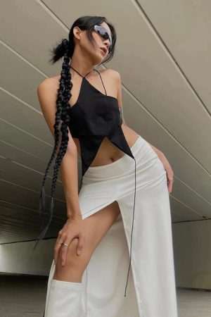 Style Core Aesthetics, New Style Trends - Y2k Star Lace Up Backless Top