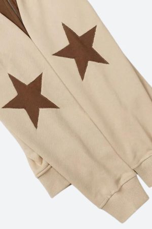 Style Core Aesthetics, New Style Trends - Y2K Star Patch Zip-Up Hoodie