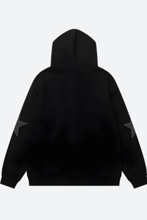 Style Core Aesthetics, New Style Trends - Y2K Star Patch Zip-Up Hoodie
