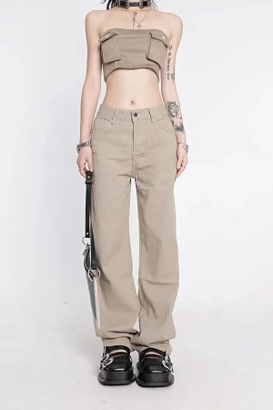 Style Core Aesthetics, New Style Trends - Y2K Star Pockets High Waist Jeans