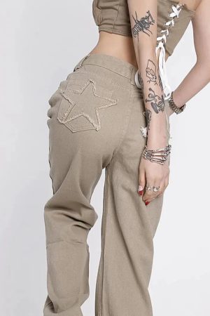 Style Core Aesthetics, New Style Trends - Y2K Star Pockets High Waist Jeans