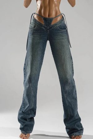 Style Core Aesthetics, New Style Trends - Y2K Star Pockets High Waist Jeans
