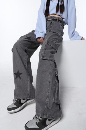 Style Core Aesthetics, New Style Trends - Y2K Star Printed Cargo Pants