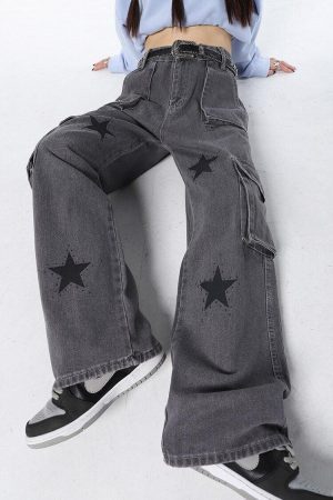 Style Core Aesthetics, New Style Trends - Y2K Star Printed Cargo Pants