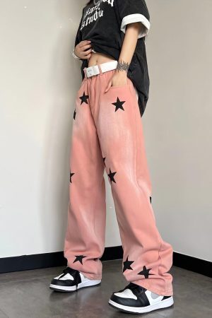 Style Core Aesthetics, New Style Trends - Y2K Star Printed Jeans