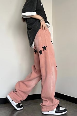 Style Core Aesthetics, New Style Trends - Y2K Star Printed Jeans