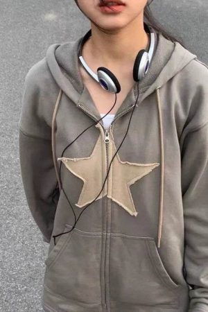 Style Core Aesthetics, New Style Trends - Y2K Stardust Zip-Up Hoodie