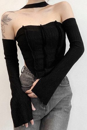 Style Core Aesthetics, New Style Trends - Y2K Top & Gloves Set