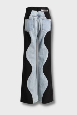 Style Core Aesthetics, New Style Trends - Y2K Wave Panel Jeans