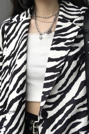 Style Core Aesthetics, New Style Trends - Zebra Print Long Blazer