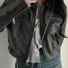 Style Core Aesthetics, New Style Trends - Zip Up Lapel Neck Leather Short Jacket