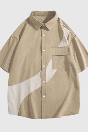 Style Core Aesthetics, New Style Trends Abstract Contrast Panel Shirt