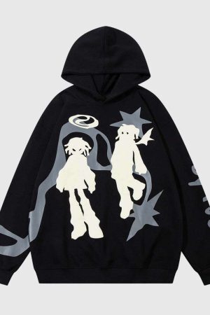 Style Core Aesthetics, New Style Trends Abstract Shadow Graphic Hoodie