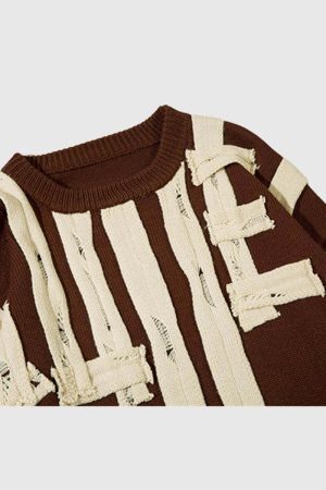 Style Core Aesthetics, New Style Trends Abstract Striped Knit Sweater