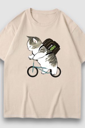 Style Core Aesthetics, New Style Trends Adorable Cat Cartoon Print Tee