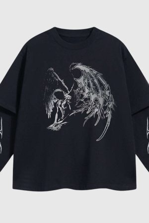 Style Core Aesthetics, New Style Trends Angel and Thorn Graphic Cotton Sweatshirt