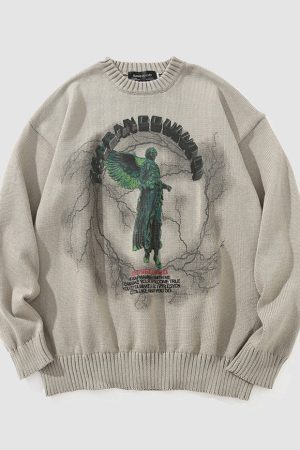 Style Core Aesthetics, New Style Trends Angel Lightning Print Sweaters