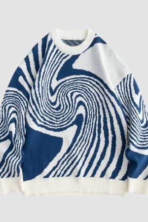 Style Core Aesthetics, New Style Trends Annual Rings Jacquard Knitted Sweater