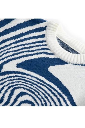 Style Core Aesthetics, New Style Trends Annual Rings Jacquard Knitted Sweater