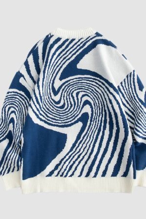 Style Core Aesthetics, New Style Trends Annual Rings Jacquard Knitted Sweater