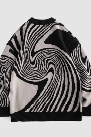 Style Core Aesthetics, New Style Trends Annual Rings Jacquard Knitted Sweater