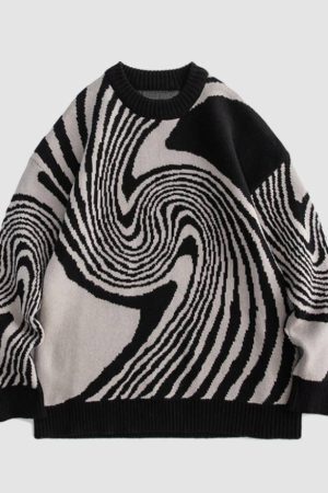 Style Core Aesthetics, New Style Trends Annual Rings Jacquard Knitted Sweater