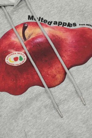 Style Core Aesthetics, New Style Trends Apple Vintage Print Fleece Hoodie