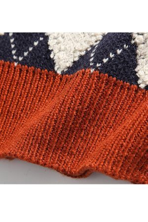 Style Core Aesthetics, New Style Trends Argyle Patchwork Printed Sweater