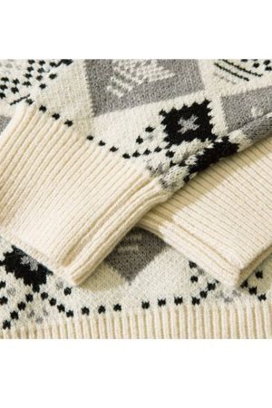 Style Core Aesthetics, New Style Trends Argyle Pattern Drawstring Hooded Sweater