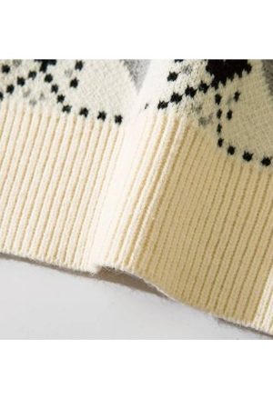 Style Core Aesthetics, New Style Trends Argyle Pattern Drawstring Hooded Sweater