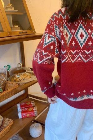 Style Core Aesthetics, New Style Trends Argyle Pattern Jacquard Sweater