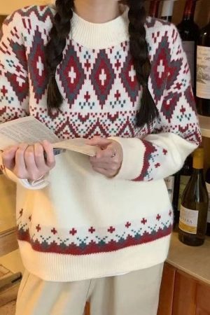 Style Core Aesthetics, New Style Trends Argyle Pattern Jacquard Sweater