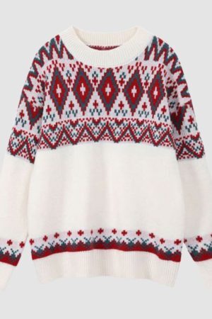 Style Core Aesthetics, New Style Trends Argyle Pattern Jacquard Sweater