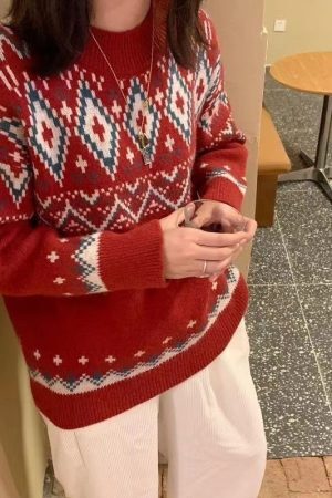 Style Core Aesthetics, New Style Trends Argyle Pattern Jacquard Sweater