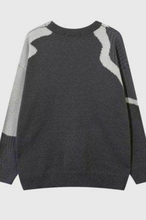 Style Core Aesthetics, New Style Trends Artistic Contrast Patchwork Knit Sweater