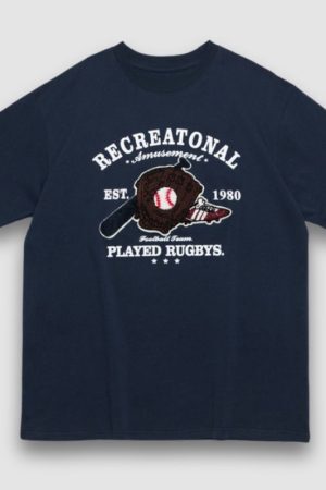 Style Core Aesthetics, New Style Trends Baseball Pattern Towel Embroidered Tee