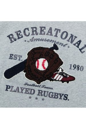 Style Core Aesthetics, New Style Trends Baseball Pattern Towel Embroidered Tee