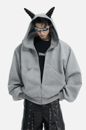 Style Core Aesthetics, New Style Trends Beaded “Cat Ear” Hoodie