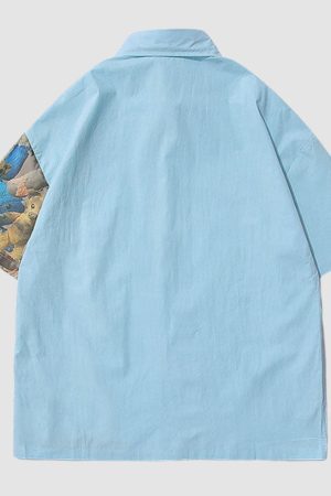 Style Core Aesthetics, New Style Trends Bear Patchwork Shirts