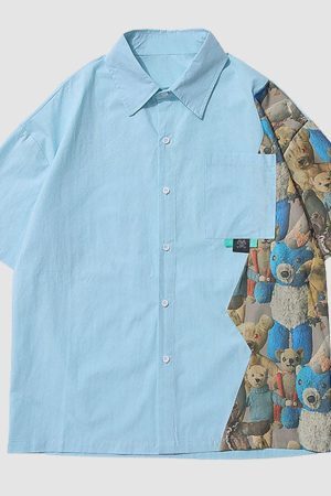 Style Core Aesthetics, New Style Trends Bear Patchwork Shirts