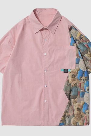 Style Core Aesthetics, New Style Trends Bear Patchwork Shirts