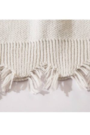 Style Core Aesthetics, New Style Trends Bear Pattern Raw Hem Turtleneck Sweater