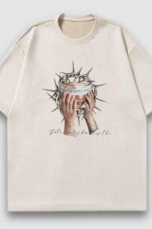 Style Core Aesthetics, New Style Trends Blindfold Pattern Printed Suede Tee