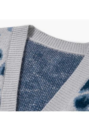 Style Core Aesthetics, New Style Trends Blue Leopard Cardigan Sweater